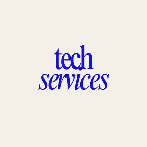 beige and cobalt modern retro logo